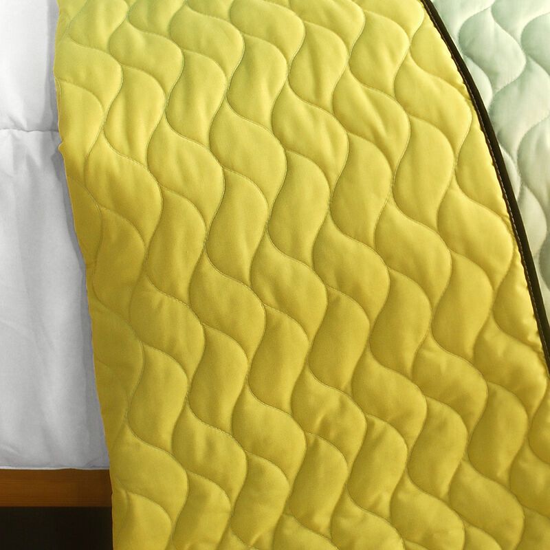 3 Piece Quilted Patchwork Bedding Set, Mira Beauty Vermicelli Design-Yellow image number 3