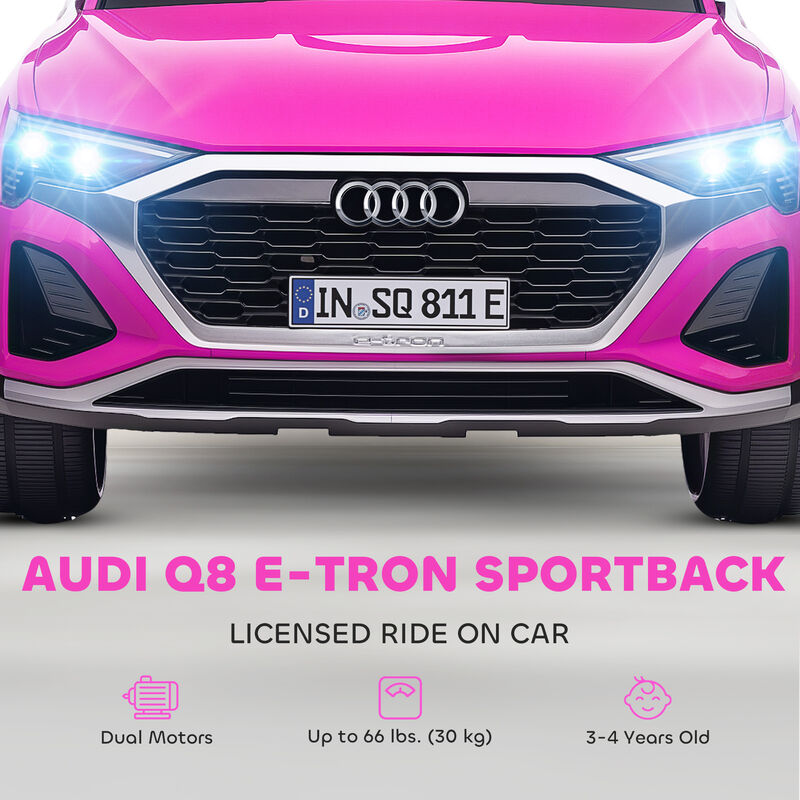 BreeBe Audi Q8 e-tron Sportback Licensed 12V Battery Powered Kids Electric Car w/ Spring Suspension, Soft Start image number 3