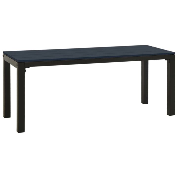 vidaXL Black Patio Bench 43.3" - Outdoor Weather-Resistant Seating Made of Durable Steel and WPC, Requires Assembly, California Proposition 65 Warning
