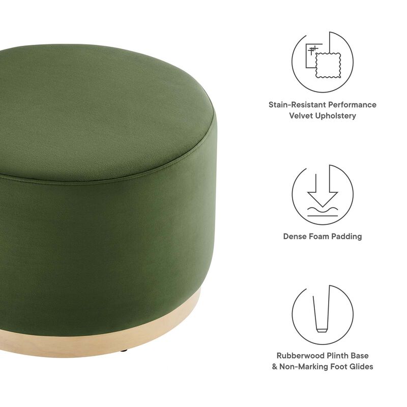 Tilden Large 23" Round Performance Velvet Upholstered Ottoman image number 6
