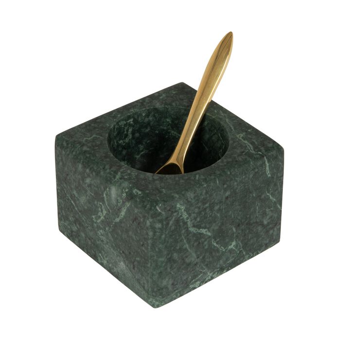 Square Marble Bowl with Stainless Steel Spoon