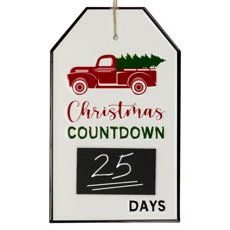 13" Gift Tag Shaped Christmas Countdown Chalkboard Wall Decor