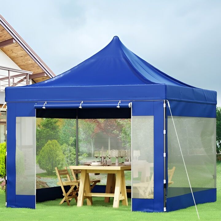 Instant Pop Up Patio Canopy with Sidewalls and Wheels, Waterproof Party Shelter