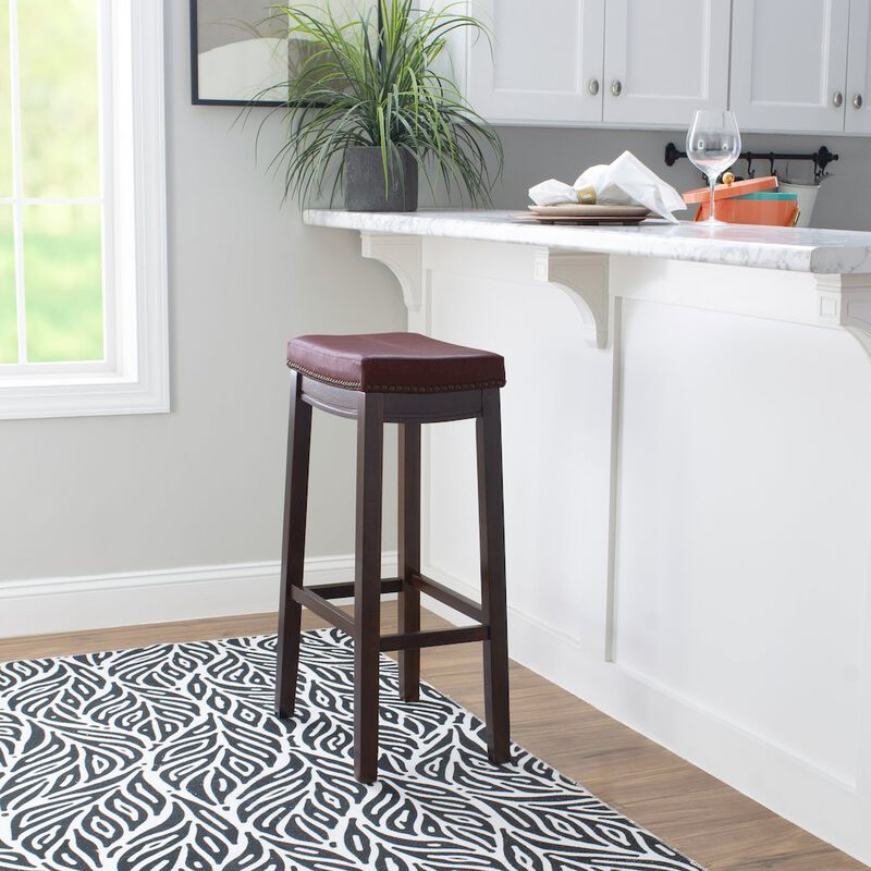 Linon Classic Bar Stool with Faux Leather Padded Seat image number 1