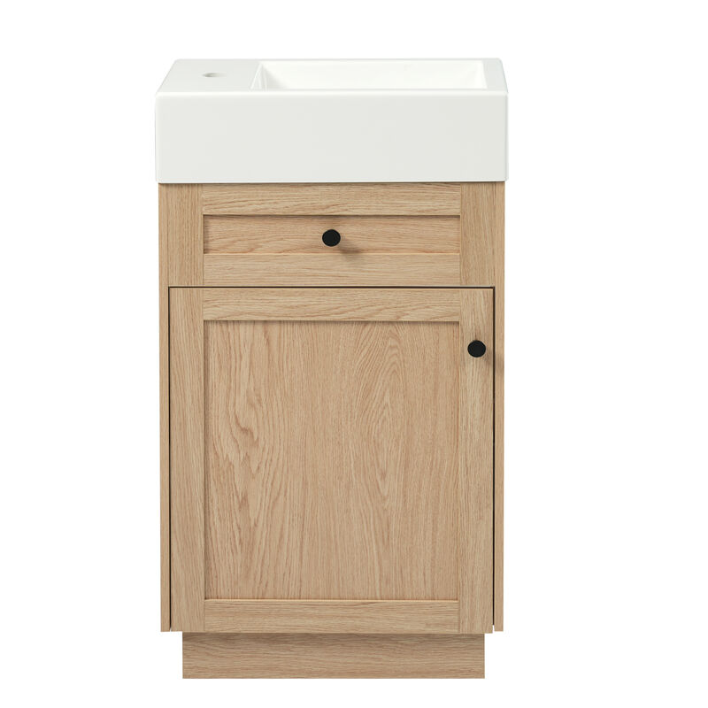 Whisen 18.5" Bathroom Vanity with Reversible Resin Sink, MDF Cabinet with Adjustable Shelf and Elegant Zinc Alloy Handles