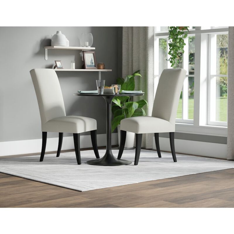 Carolina Living Enzo 30 Round Marble Top Dining Table - Black Top - Black Base