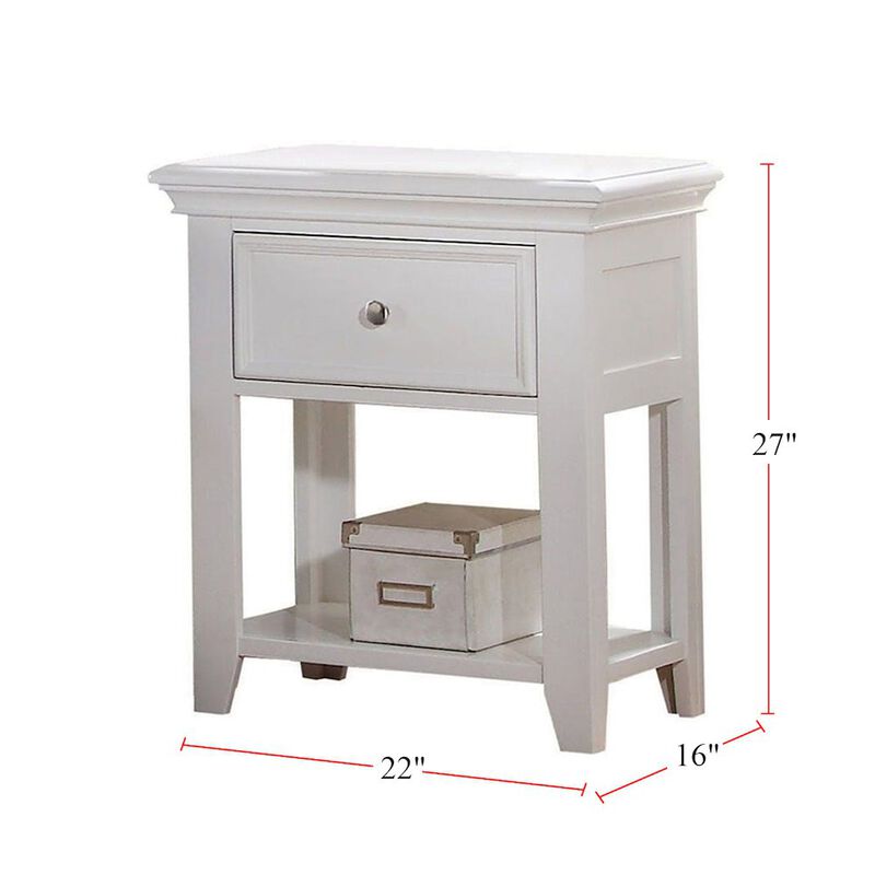 Simple Relax Nightstand with 1 Drawer and Shelf in White image number 2