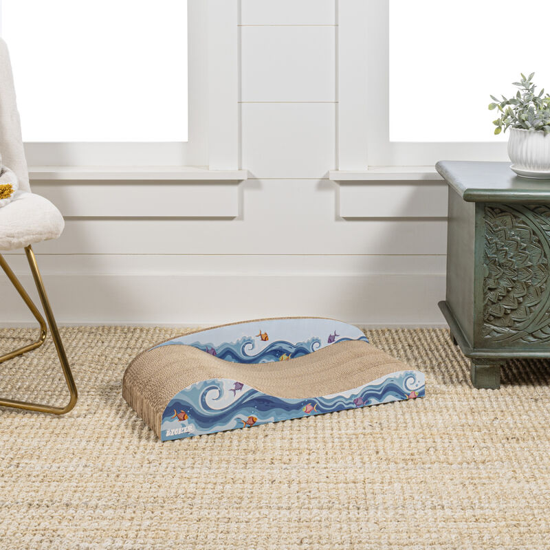 Kokomo Coastal Cardboard Lounge Bed Cat Scratcher with Catnip