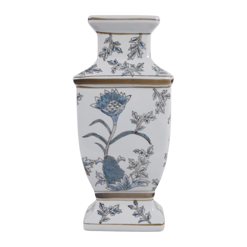 15x7" Foral Traditional Vase, Brown/blue image number 4