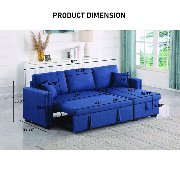 Alexent Eva Traditional Sleeper Sofa Bed reversible storage Chaise
