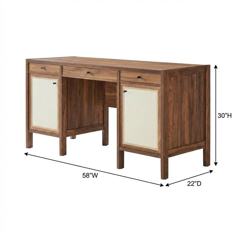 Wood Grain Office Desk with Spacious Surface and Modern Design image number 2