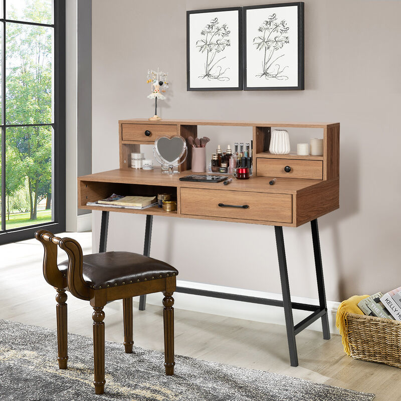 42-Inch Vanity Desk with Tabletop Shelf and 2 Drawers