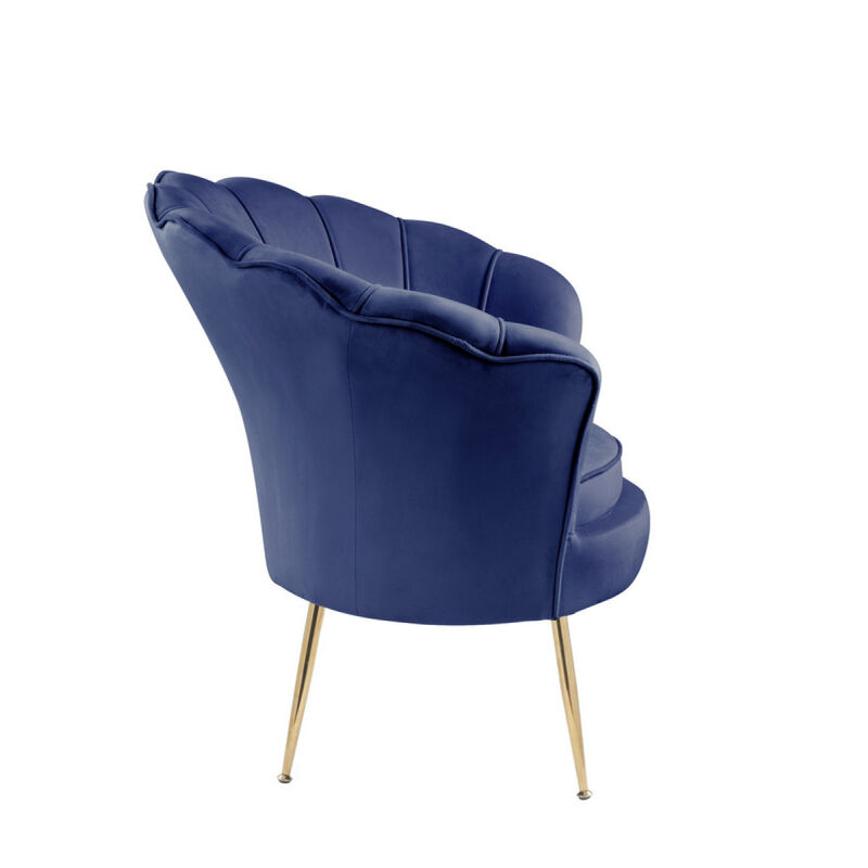 Streamdale Blue Velvet Barrel Accent Chair with Metal Legs