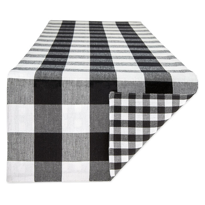 14" x 108" Black and White Gingham Buffalo Checkered Rectangular Table Runner