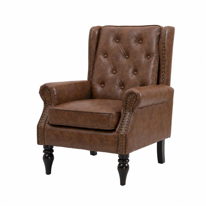 GOODSILO Modern Wood Frame Upholstered Armchair Comfortable Accent Lounge Chair for Living Room Bedroom Small Space Use