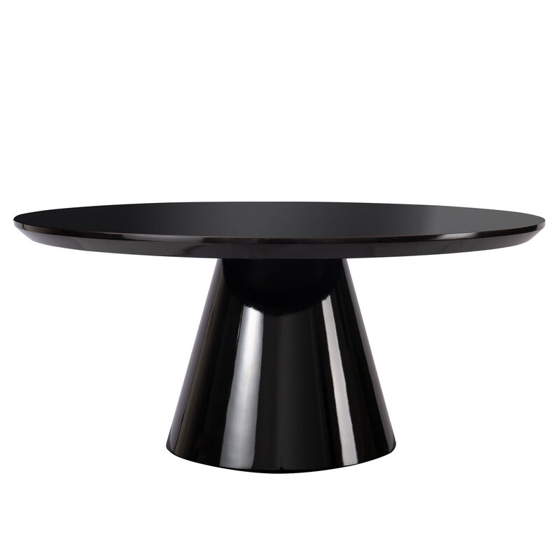 HomeRoots 35" Black Wood Round Pedestal Coffee Table image number 0