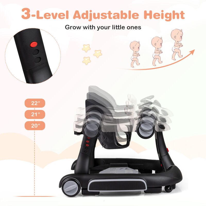 6-in-1 Portable Baby Walker with Canopy and Activity Center with Music image number 5