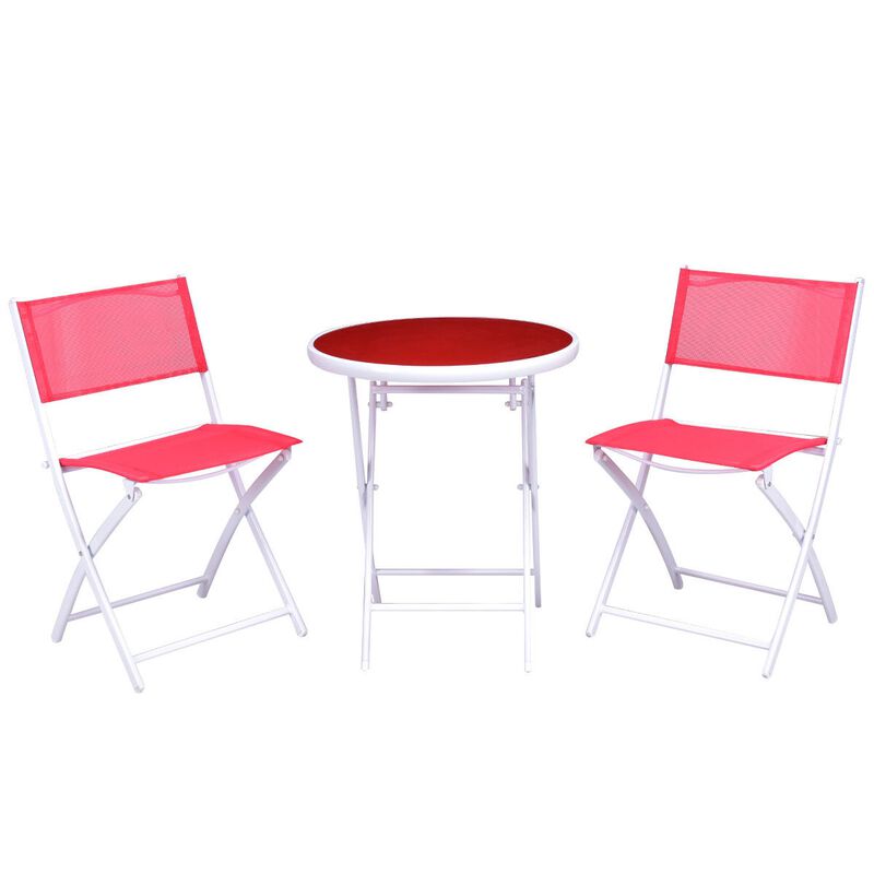 3 Pieces Patio Folding Bistro Set for Balcony or Outdoor Space image number 0