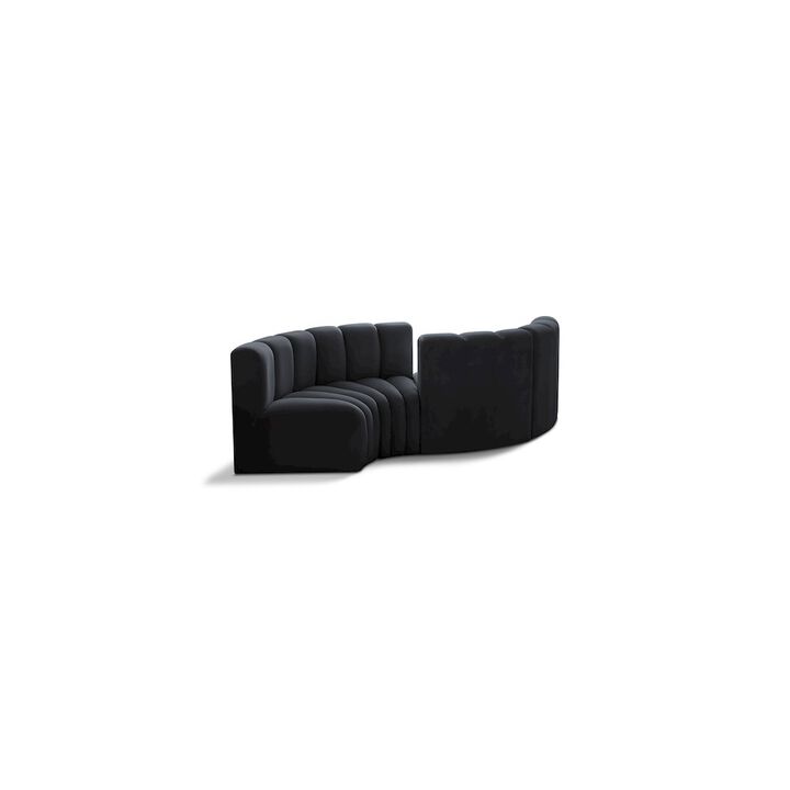 Meridian Furniture Arc Black Velvet Modular Sofa