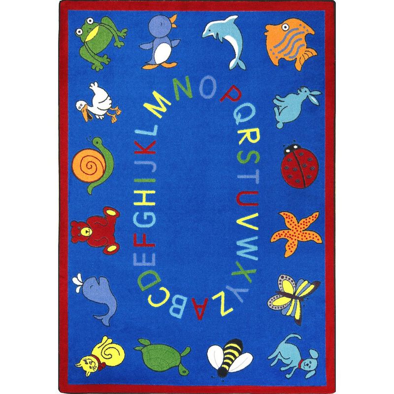 Joy Carpets Kid Essentials ABC Animals 7'8 x 10'9 Area Rug in Color Blue