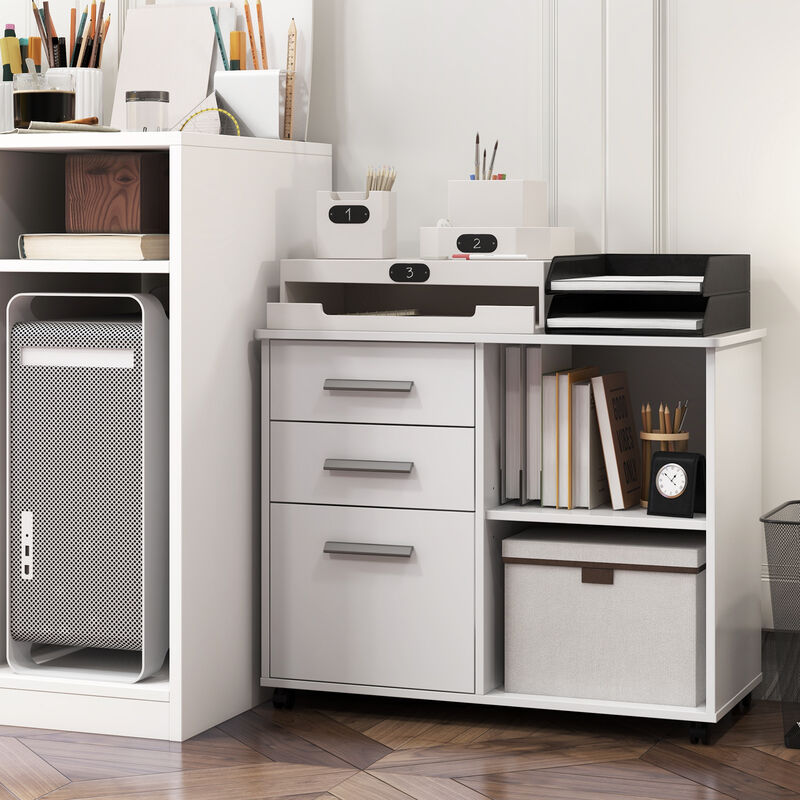 3-Drawer Mobile Lateral File Cabinet Printer Stand image number 3