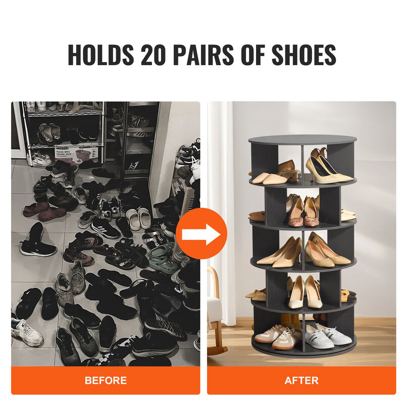 5-Tier Rotating Shoe Rack Tower with 360&deg; Spin for Entryway, Bedroom, or Closet image number 7