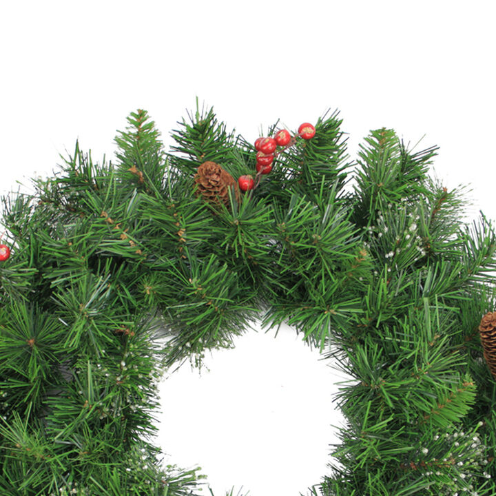 Iced Mixed Pine Berries and Pinecones Artificial Christmas Wreath - 24-Inch  Unlit