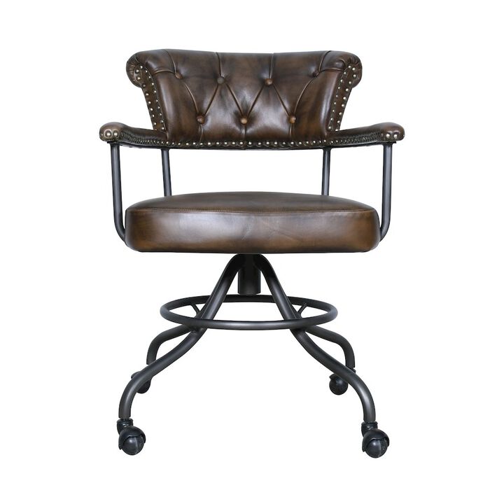 World Interiors Brisbane Chesterfield Office Chair in Antique Whiskey Leather