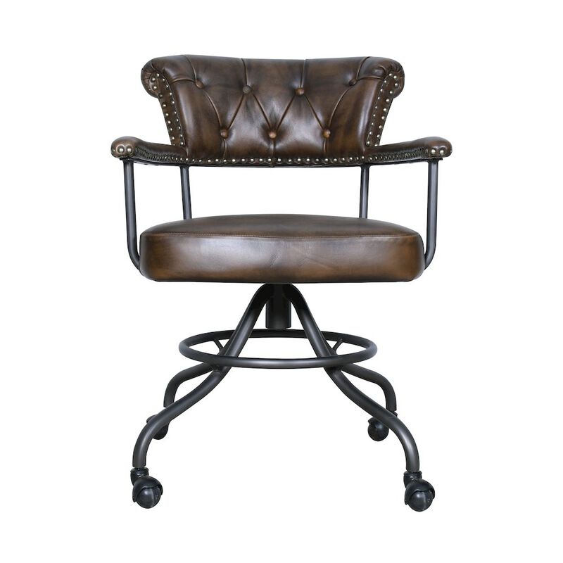 World Interiors Brisbane Chesterfield Office Chair in Antique Whiskey Leather image number 0