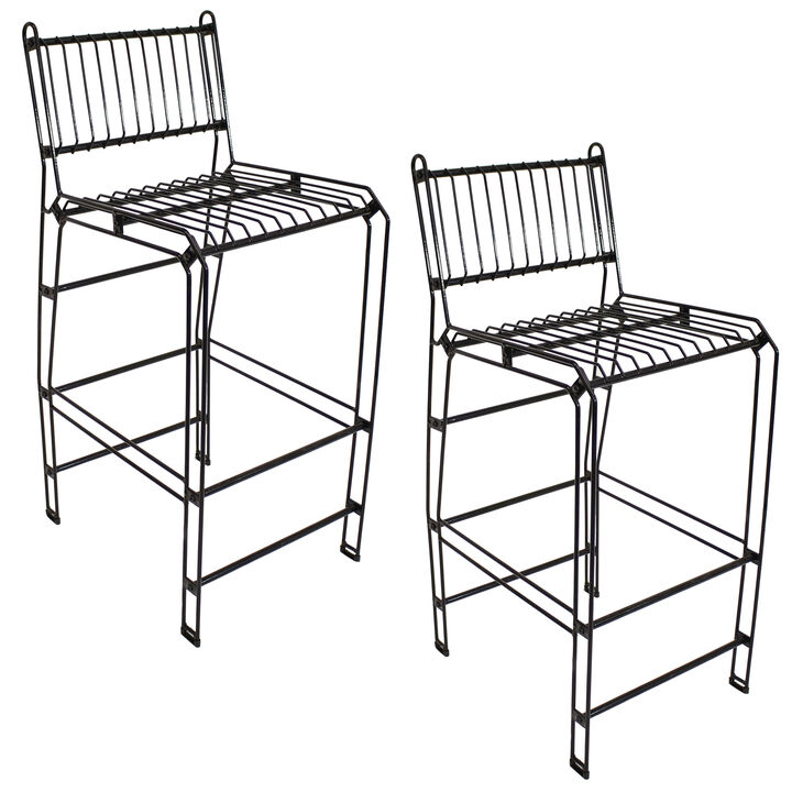 Sunnydaze Indoor/Outdoor Steel Wire Bar-Height Chairs - Black