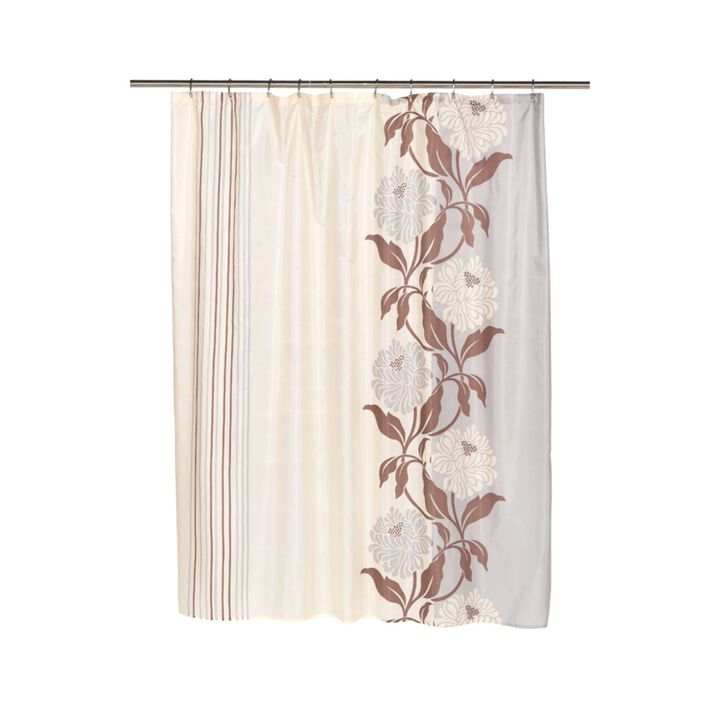 Carnation Home Fashions Home Decorative Chelsea Fabric Shower Curtain in Chocolate
