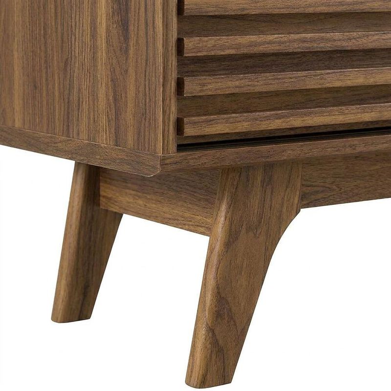 Mid-Century Modern Three-Tier Display Cabinet with Bookshelf Storage, Walnut image number 5