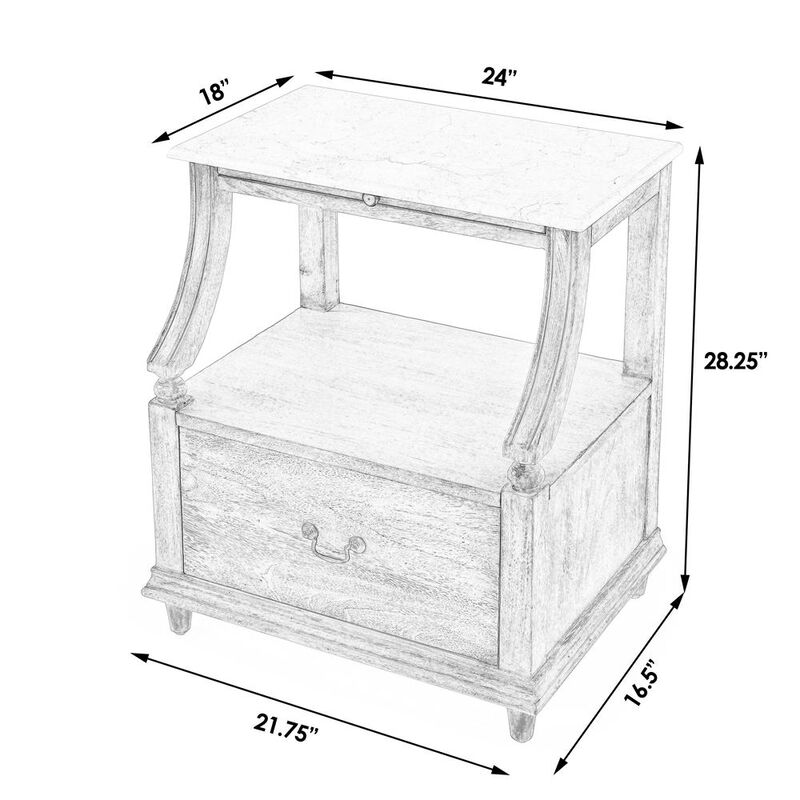 Butler Specialty Mabel Marble 1 drawer Nightstand, Gray