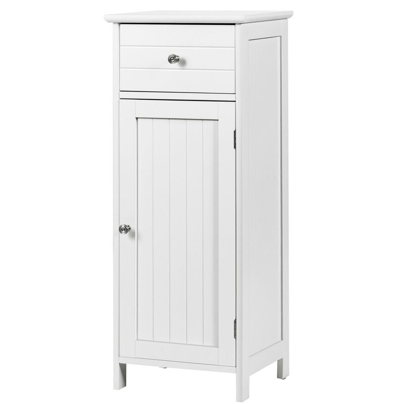 Wooden Bathroom Floor Storage Cabinet with Drawer and Shelf image number 6