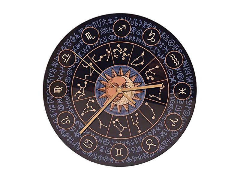 Constellations Zodiac Astrology Glass Wall Clock 12 Inch Home Decor image number 0