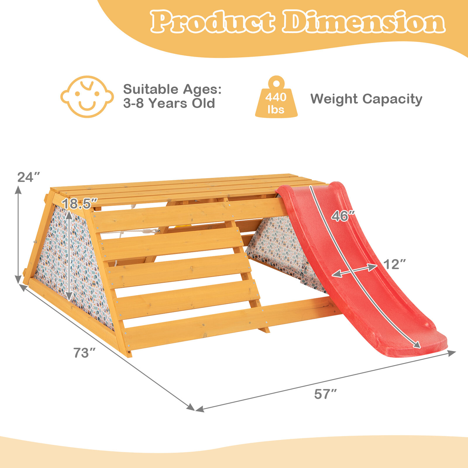 Kids 5-in-1 Wooden Indoor Playground Jungle Gym with Slide