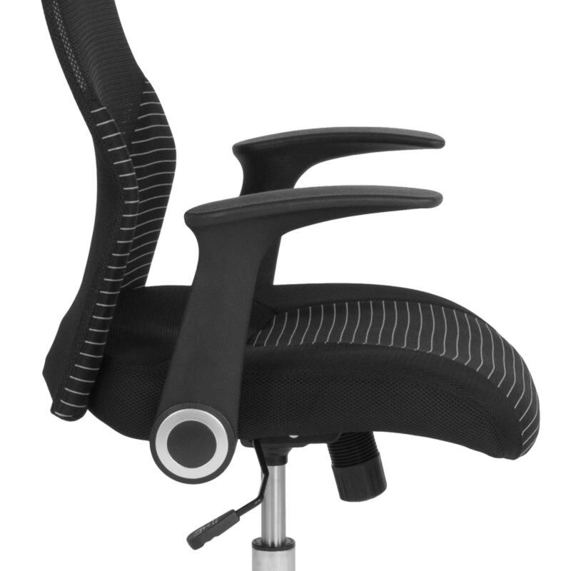 Milford High Back Ergonomic Office Chair with Contemporary Mesh Design in Black and White image number 5