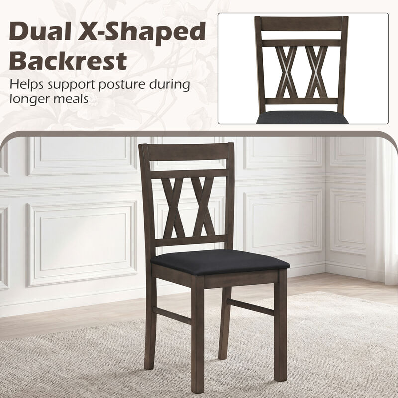 Set of 2 Upholstered Linen Style Dining Chairs for Kitchen and Dining Room Comfort-Rustic Grey image number 5
