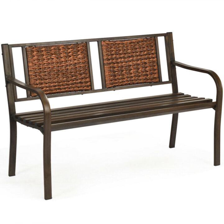 Hivvago Patio Garden Bench with Powder Coated Steel Frame