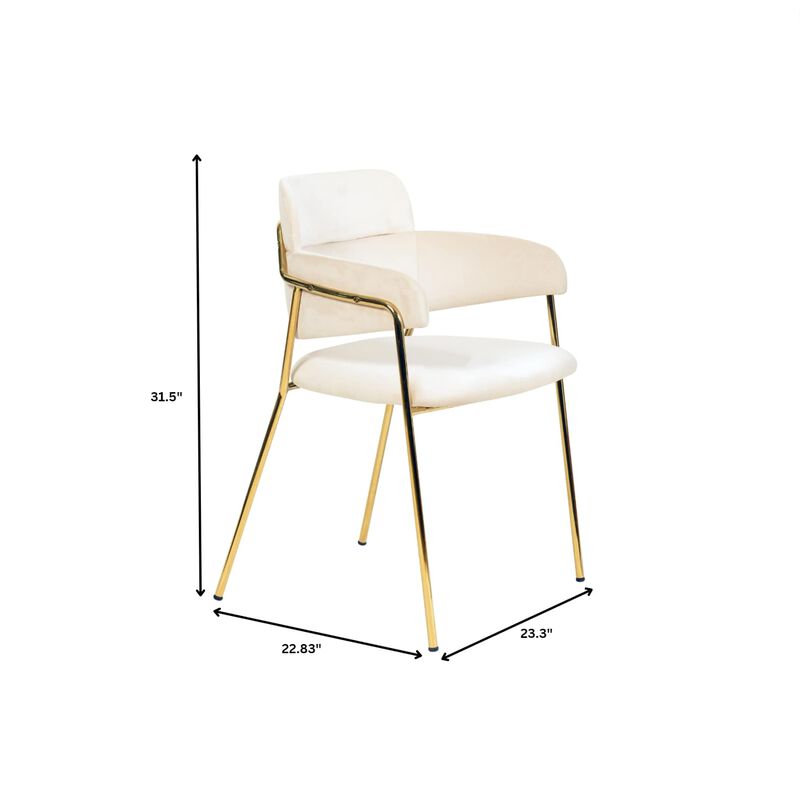 Axis Upholstered Dining Chairs Curved Open-Back & Gold Legs in