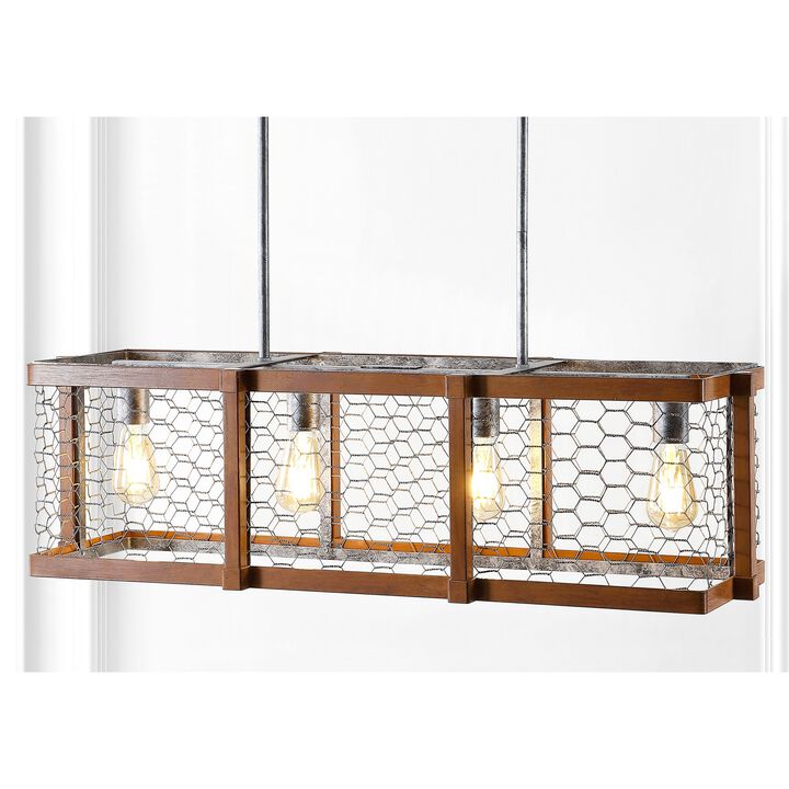 Gaines Linear 4-Light Adjustable Iron Rustic Industrial LED Pendant