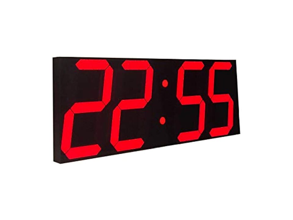 Goetland Digital LED Display Temperaturer Wall Clock 18 Inch Red Modern
