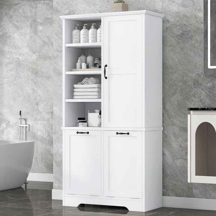 Merax Bathroom Storage Cabinet with Tilt-Out Laundry Hamper