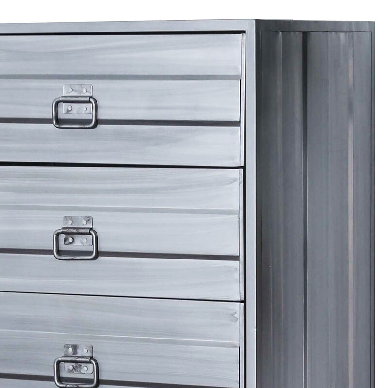 Industrial Style 5 Drawer Metal Chest with Spacious Storage, Gray-Benzara
