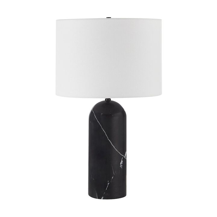 Renwil Tyne 25 Tall Powder Coated Matte Black Iron Table Lamp With Drum Linen Shade