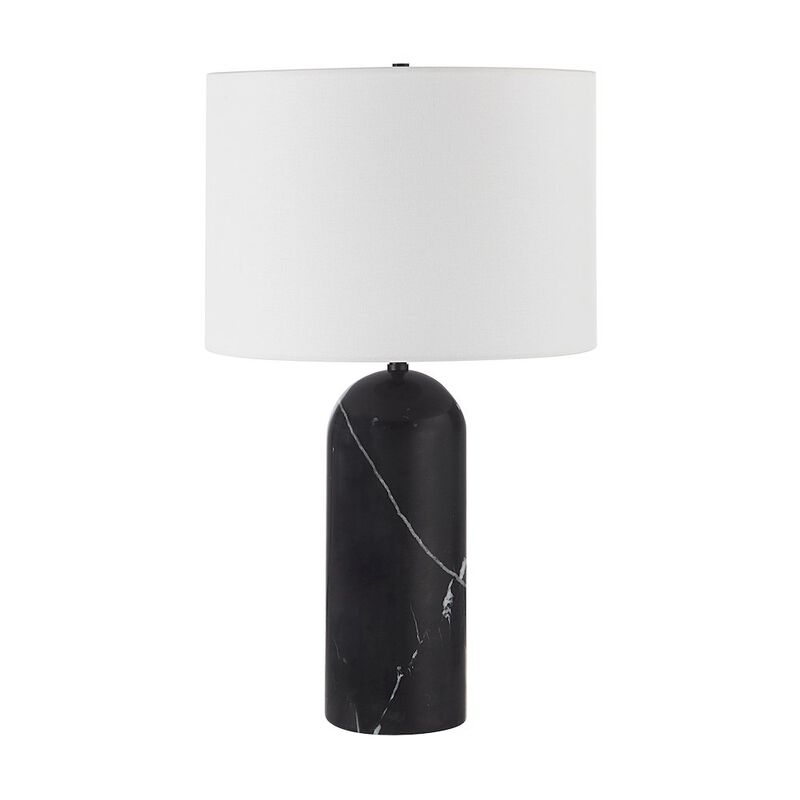 Renwil Tyne 25 Tall Powder Coated Matte Black Iron Table Lamp With Drum Linen Shade