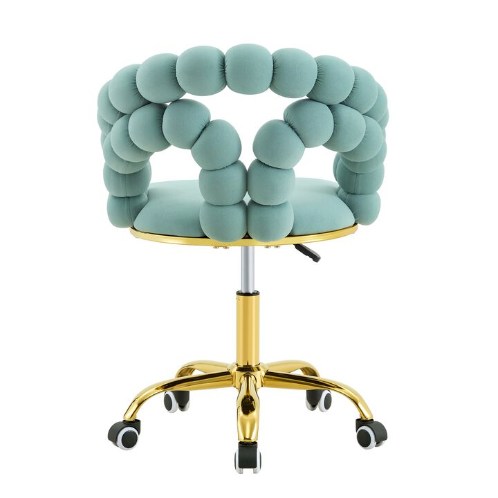 GOODSILO Adjustable Swivel Ergonomic Upholstered Desk Chair with Bubble Back, Rolling Comfortable Task Chair for Home Office Bedroom Vanity Makeup Room