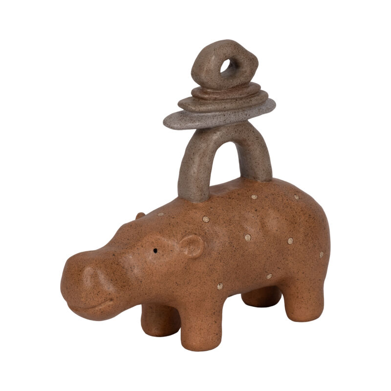 8" Hippo With Stacked Stones image number 1