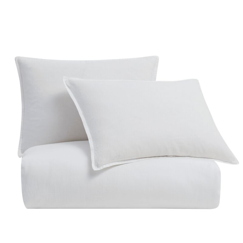 French Flax Linen King Duvet Cover Set in White image number 0