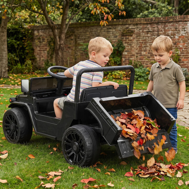 Kids Ride On Truck 12V Electric Vehicle with Dump Bed and Music for Backyard